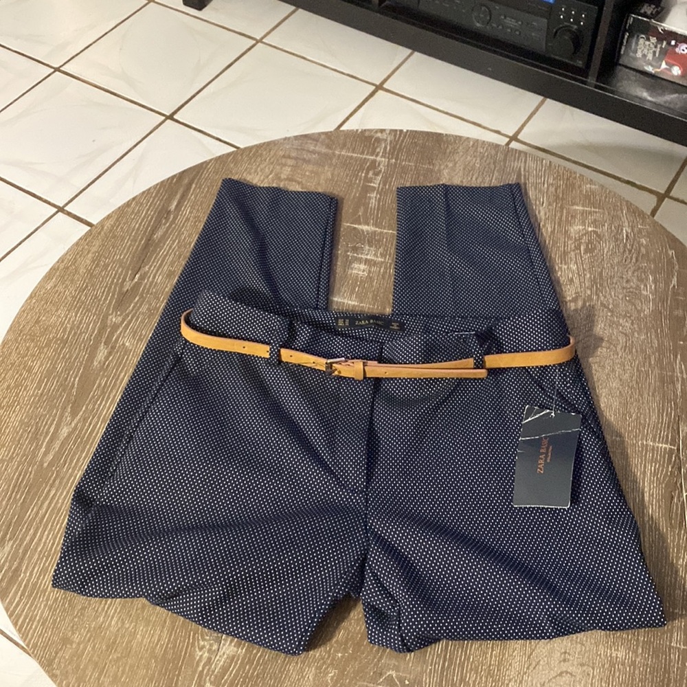 Zara Basic Collection Polka Dot Pants With Belt S… - image 2